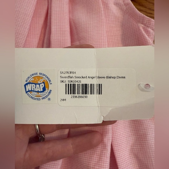 Southern Sunshine The Swordfish Smocked Light Pink Gingham Bishop Dress NWT - Picture 8 of 10